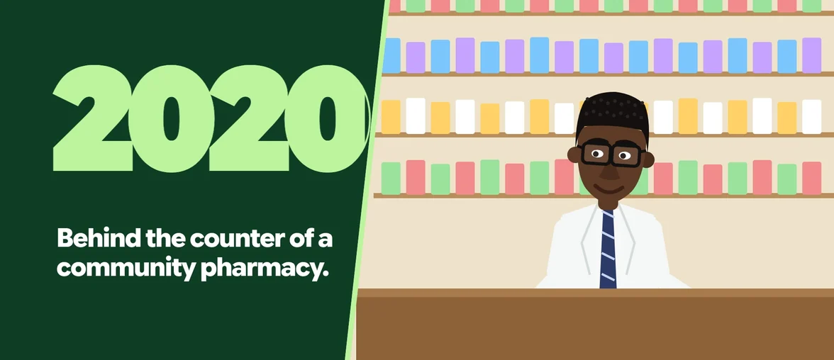 2020: behind the counter of a community pharmacy